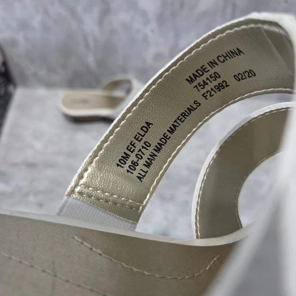 East 5th Cream Triple-Strap Low Block Heel Slide Sandals